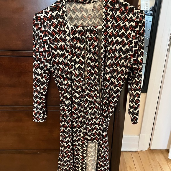 Tristan Dresses & Skirts - Tristan Abstract Black and Orange Wrap Dress